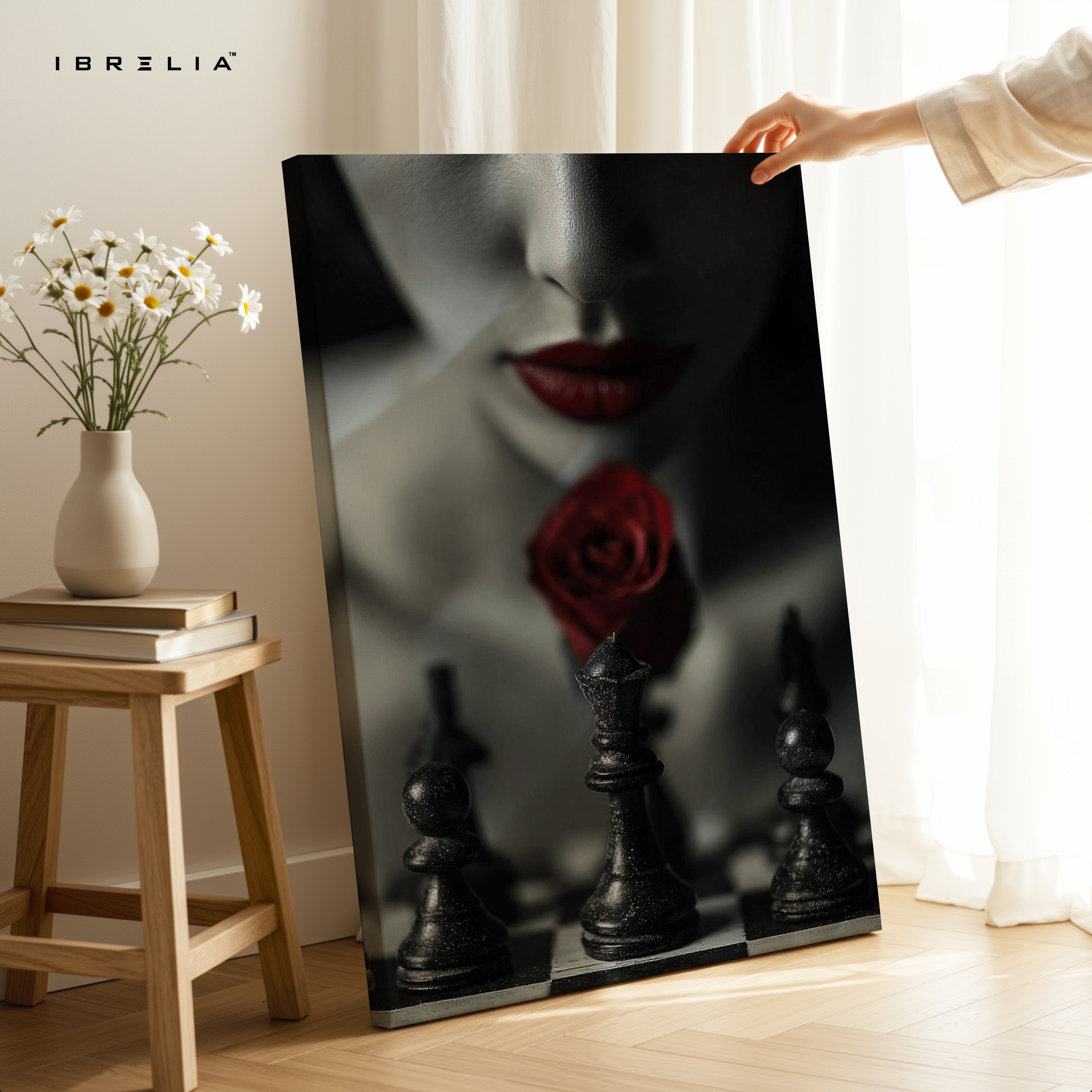 Crimson Rose Chess Noir Art – 4K Ultra Wrap Frame Wall Art in Pakistan | IBRELIA™