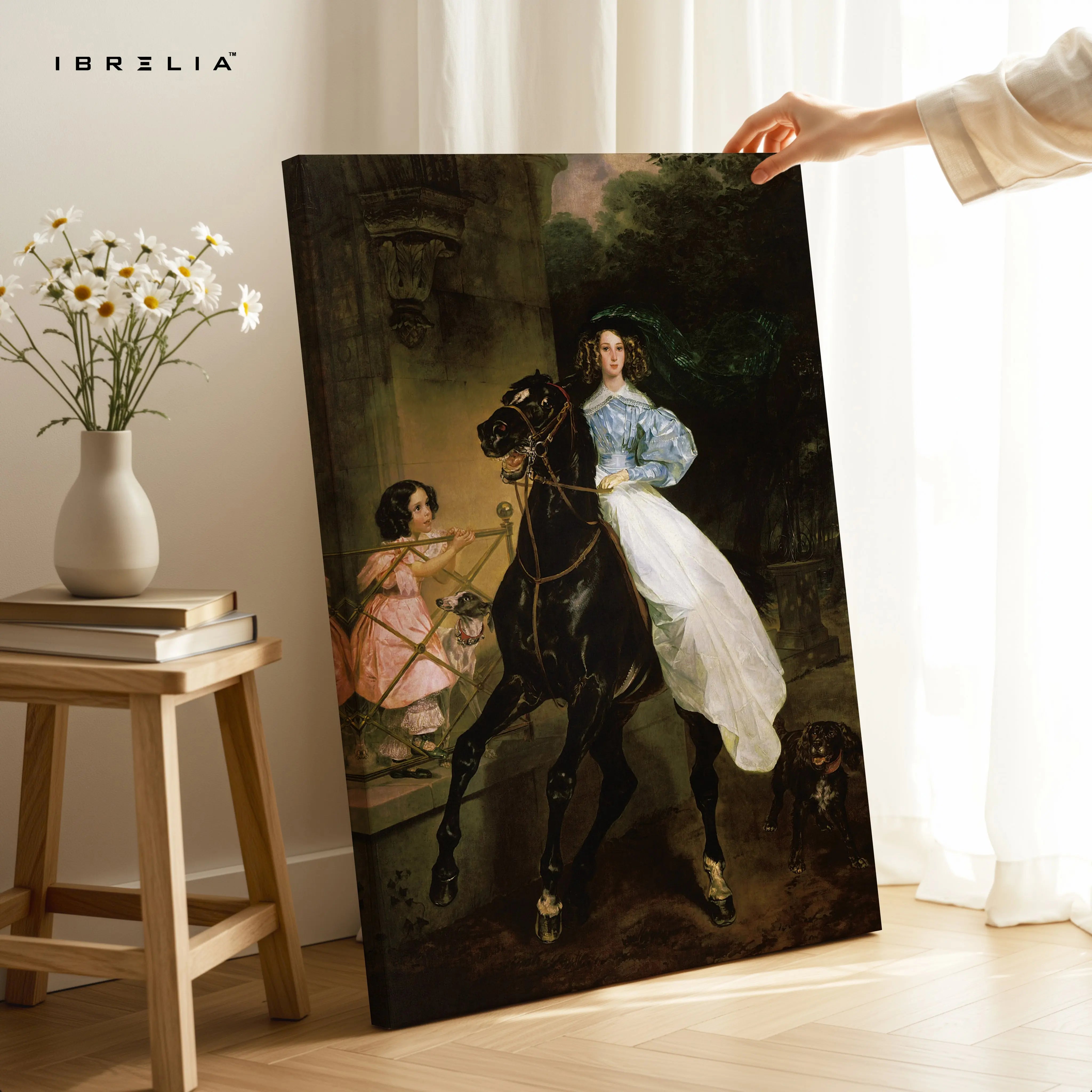 Royal Equestrian Elegance Art – Vintage Classic Lady on Horse Painting Wall Art | 4K Ultra Wrap Frame Wall Art in Pakistan | IBRELIA™ IBRELIA