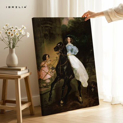 Royal Equestrian Elegance Art – Vintage Classic Lady on Horse Painting Wall Art | 4K Ultra Wrap Frame Wall Art in Pakistan | IBRELIA™ IBRELIA