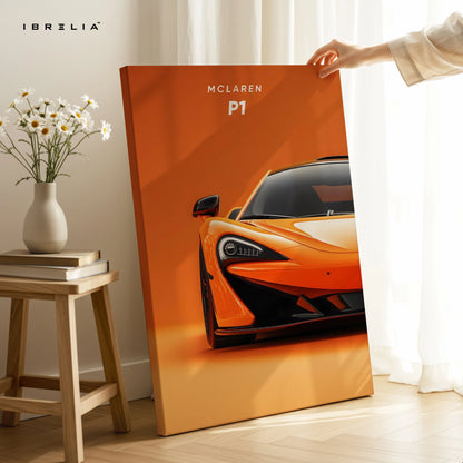 McLaren P1 Orange Power Art – Hypercar Minimal Luxury Wall Art | 4K Ultra Wrap Frame Wall Art in Pakistan | IBRELIA™ IBRELIA