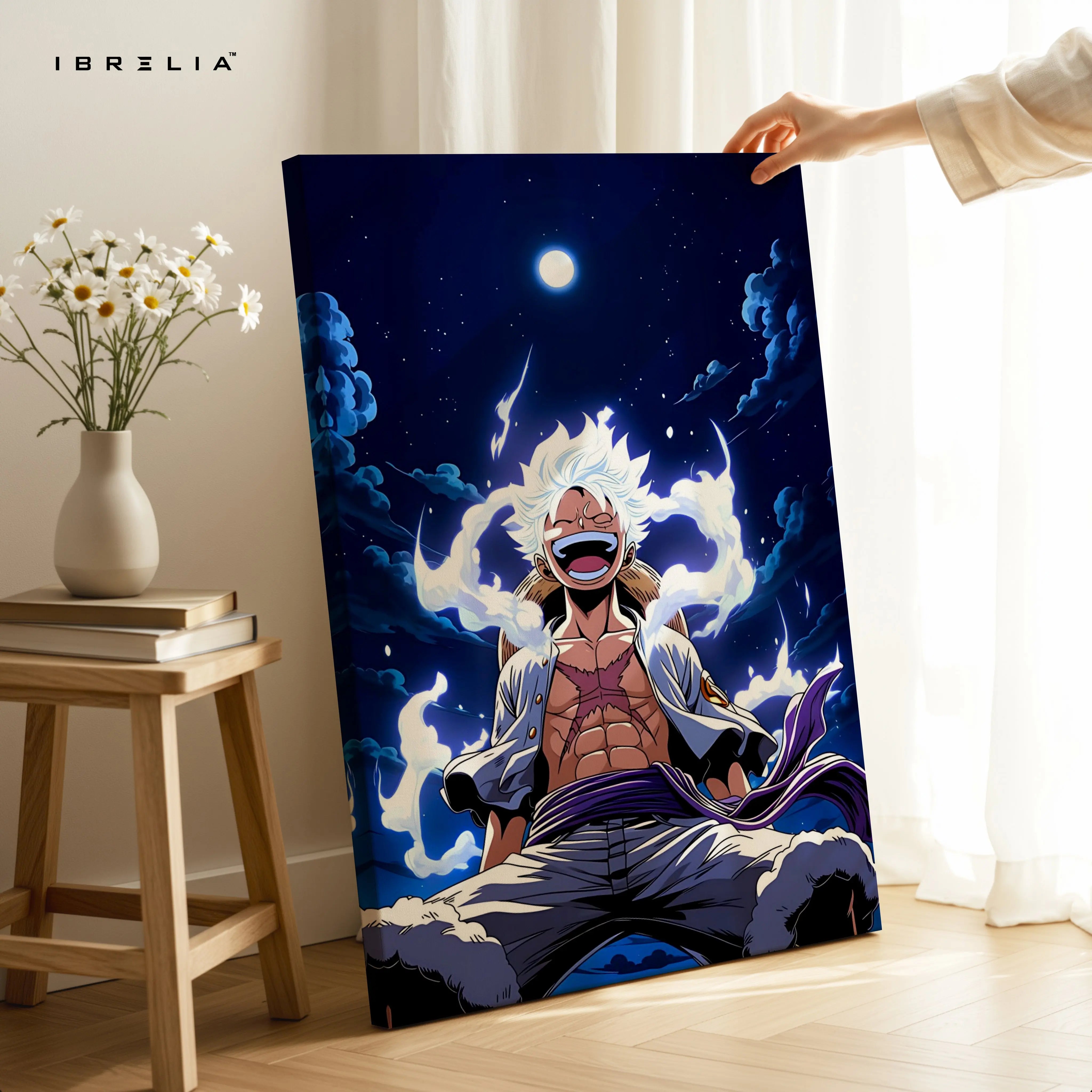 Luffy Gear 5 Wall Art – One Piece Anime Canvas Frame | Sun God Nika Poster Pakistan | IBRELIA™ IBRELIA