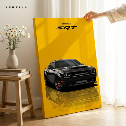 Dodge Challenger SRT Wall Art – Muscle Car Racing Canvas Frame Pakistan | American Muscle Poster | IBRELIA™ IBRELIA