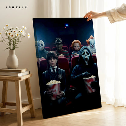 Horror Movie Icons Cinema Wall Art – Ghostface Pennywise Freddy Canvas Frame | Dark Pop Culture Poster Pakistan | IBRELIA™ IBRELIA