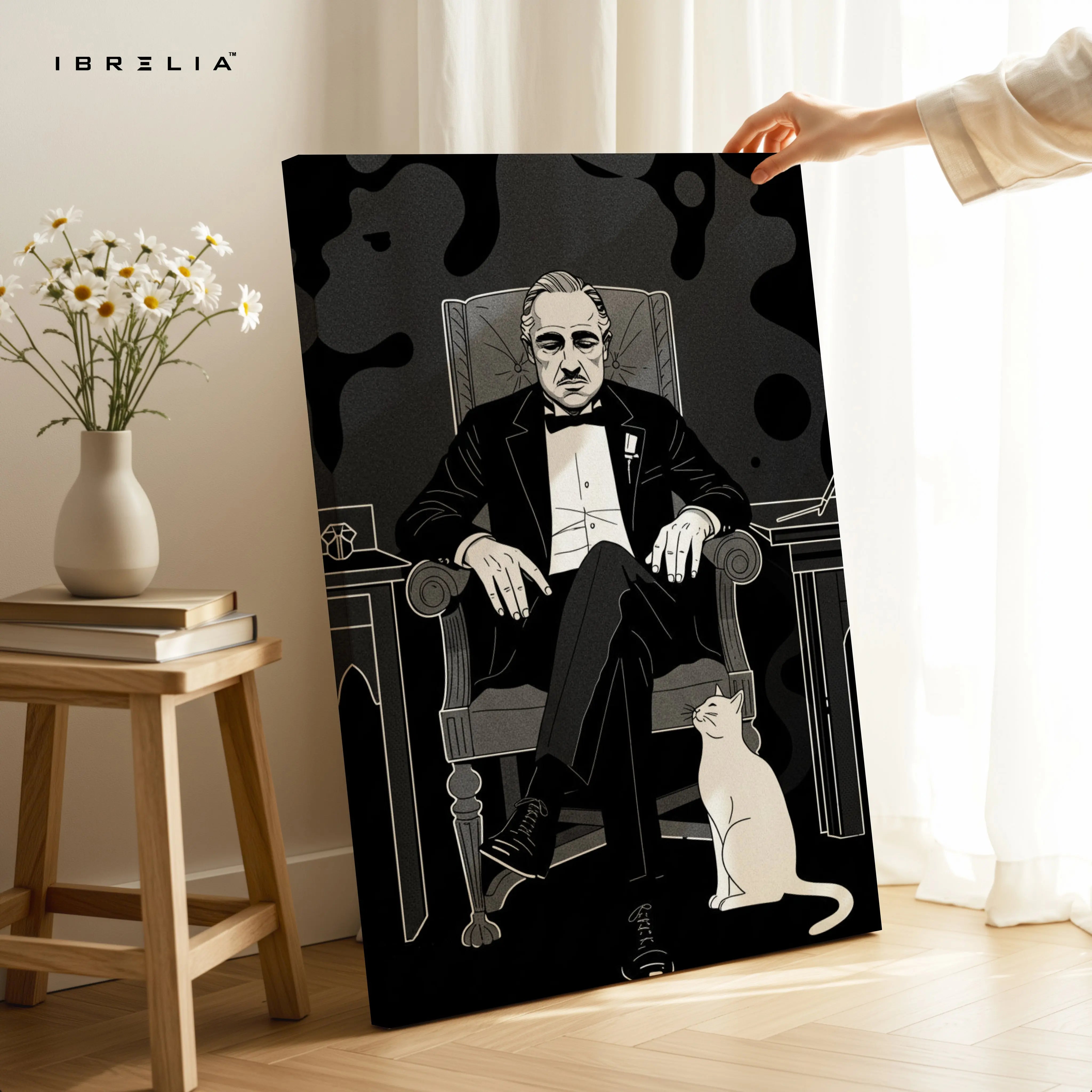 Godfather Chair Portrait Wall Art – Don Vito Corleone Canvas Frame | Minimal Mafia Poster Pakistan | IBRELIA™ IBRELIA
