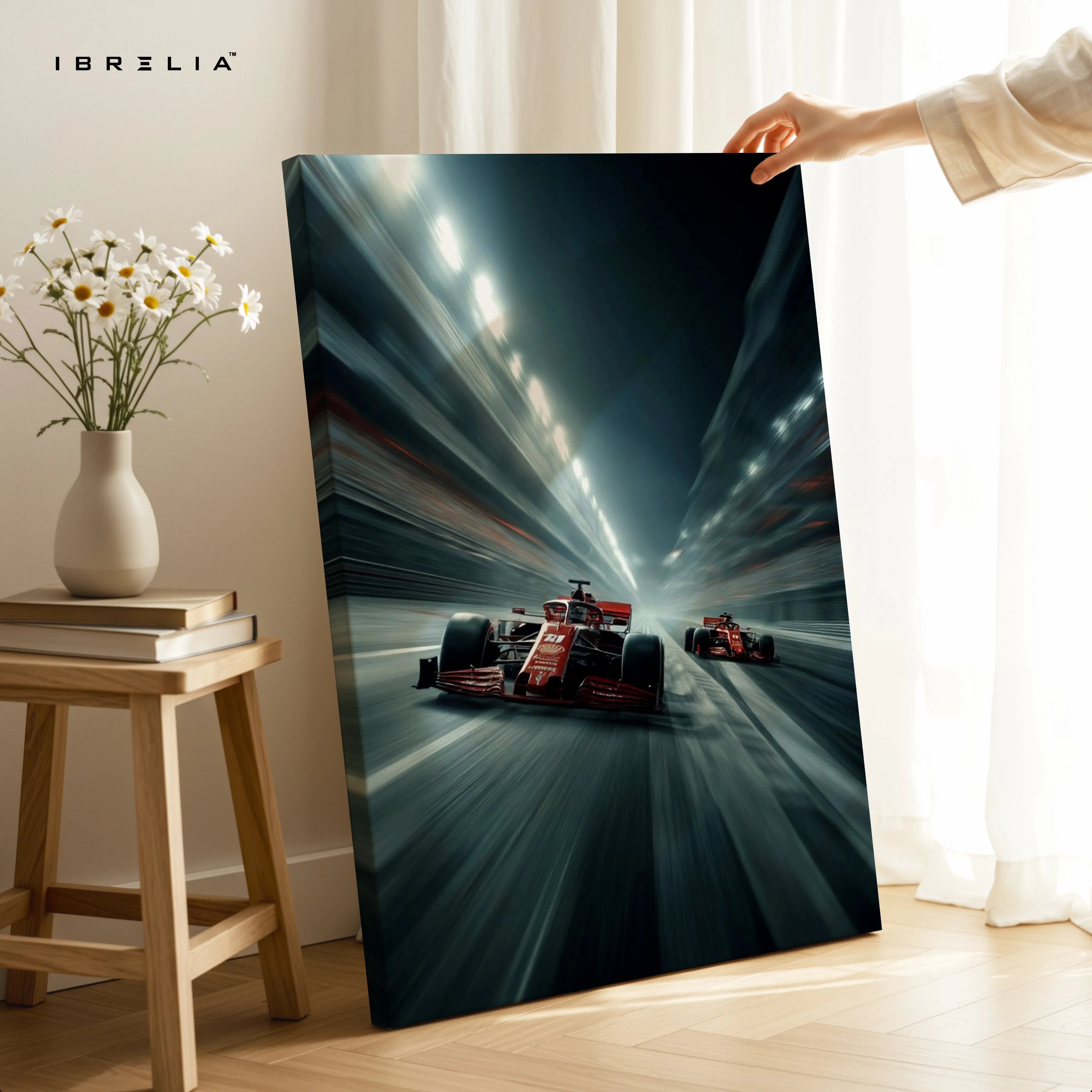 Ferrari F1 Speed Motion Wall Art – High Velocity Racing Canvas Frame Pakistan | Formula Racing Poster | IBRELIA™ IBRELIA