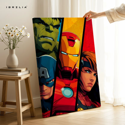 Avengers Split Wall Art – Marvel Superhero Canvas Frame | Iron Man Captain America Hulk Poster Pakistan | IBRELIA™ IBRELIA