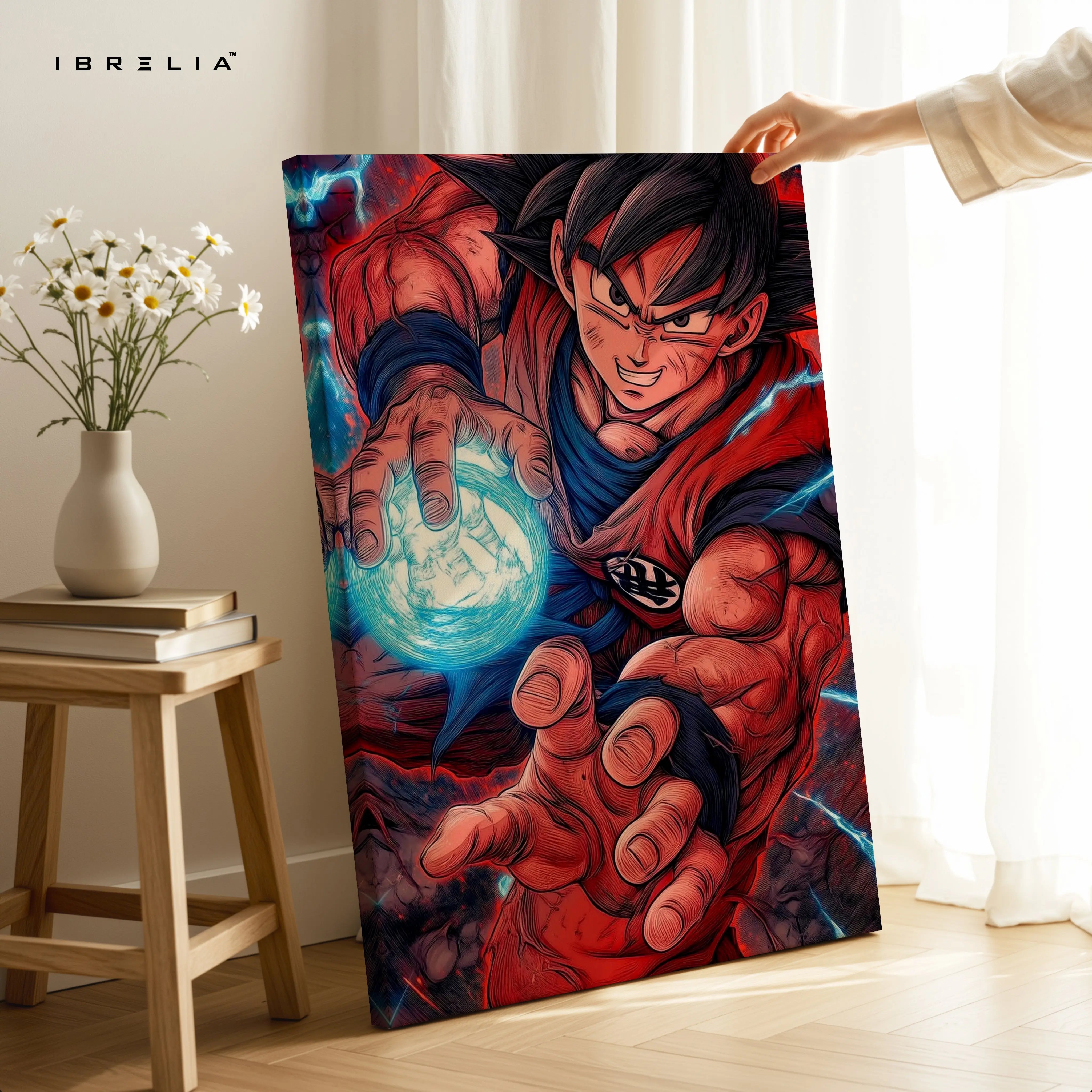 Goku Kamehameha Wall Art – Dragon Ball Anime Canvas Frame | Goku Power Poster Pakistan | IBRELIA™ IBRELIA
