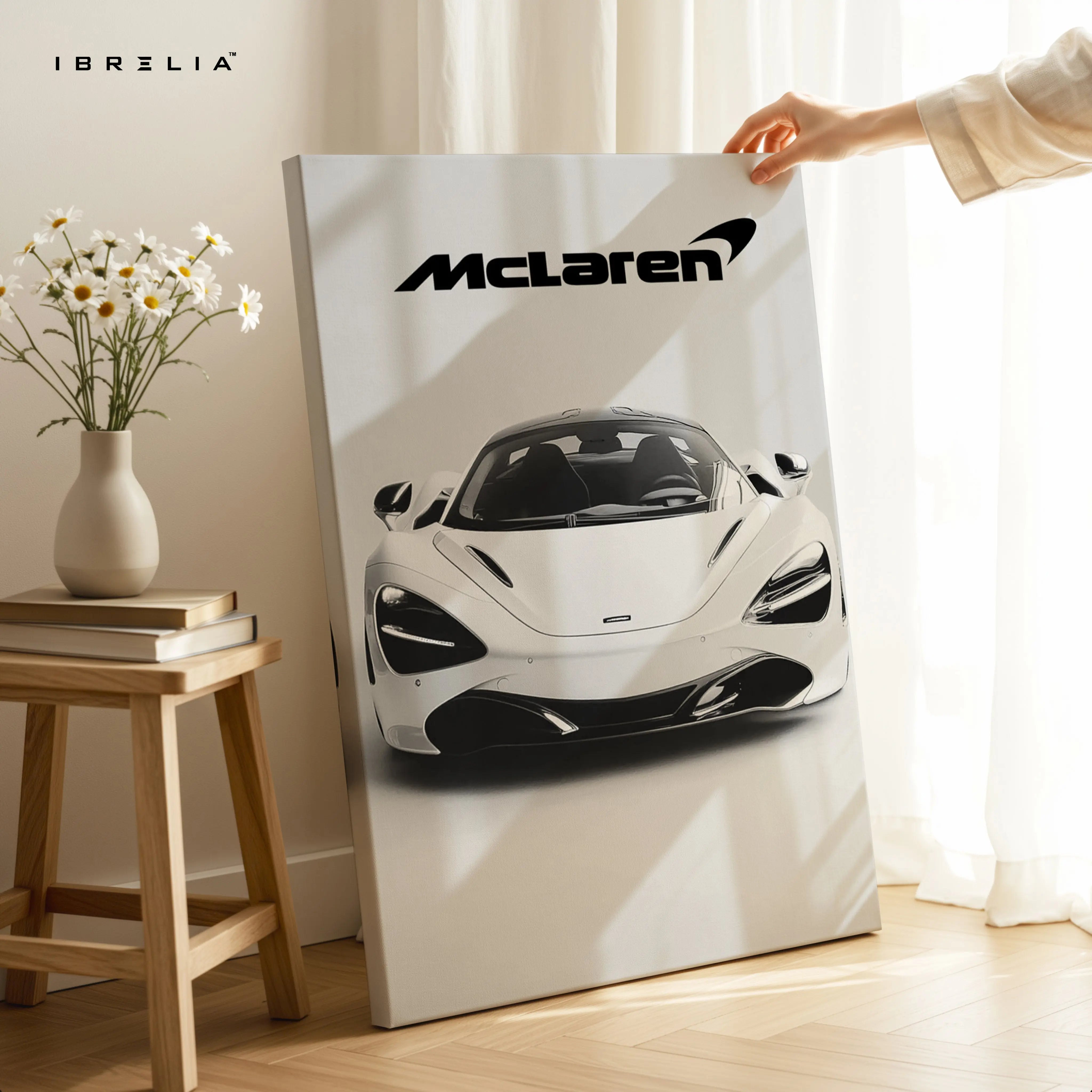McLaren Minimal Front View Wall Art – Luxury Supercar Poster | 4K Ultra Wrap Frame Wall Art in Pakistan | IBRELIA™ IBRELIA
