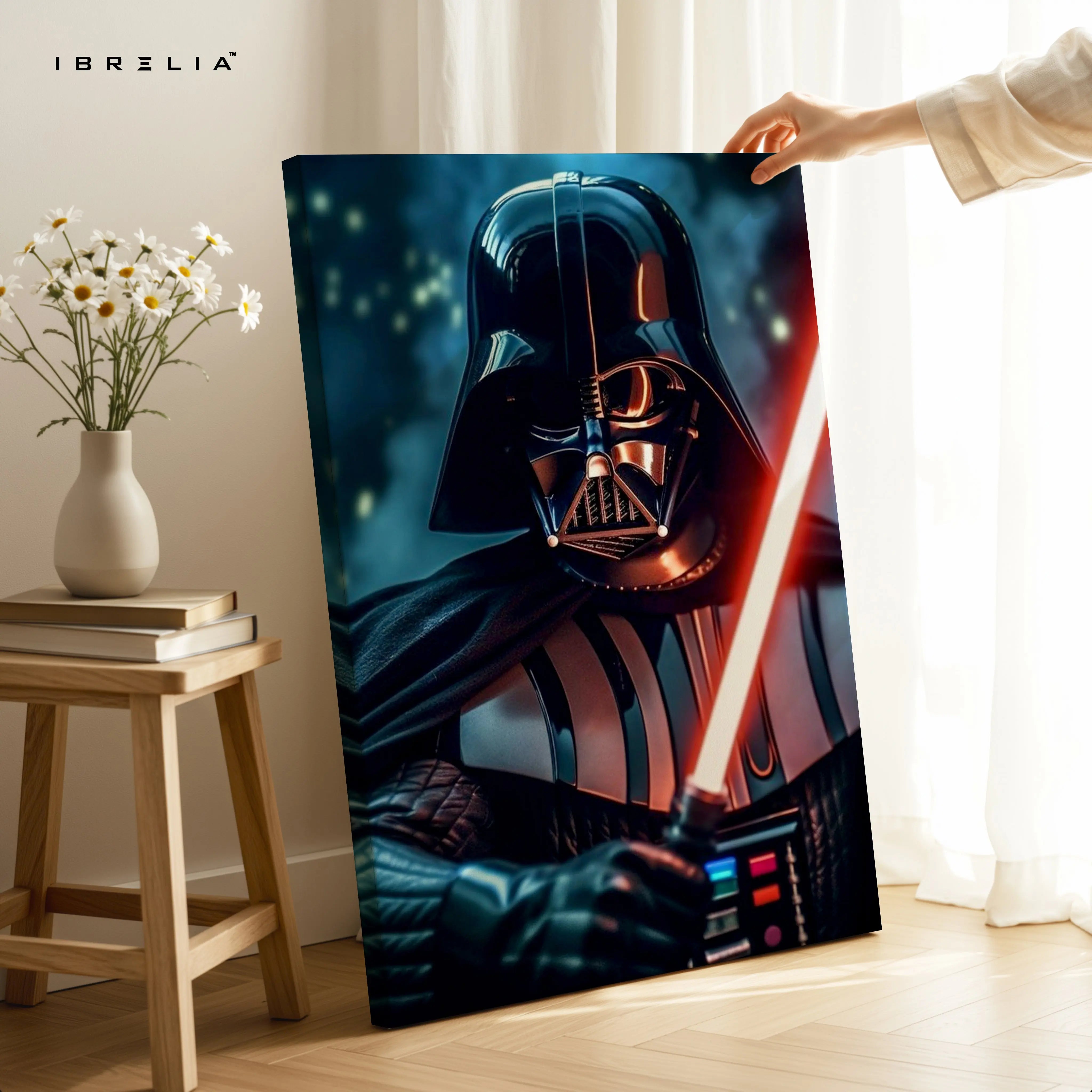 Dark Sith Warrior Wall Art – Futuristic Lightsaber Canvas Frame | Sci-Fi Villain Poster Pakistan | IBRELIA™ IBRELIA