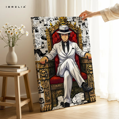 Anime Mafia King Wall Art – Luxury Throne Canvas Frame | Anime Boss Poster Pakistan | IBRELIA™ IBRELIA