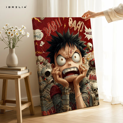 Crazy Anime Expression Wall Art – Comic Style Chaos Canvas Frame | Bold Cartoon Character Poster Pakistan | IBRELIA™ IBRELIA