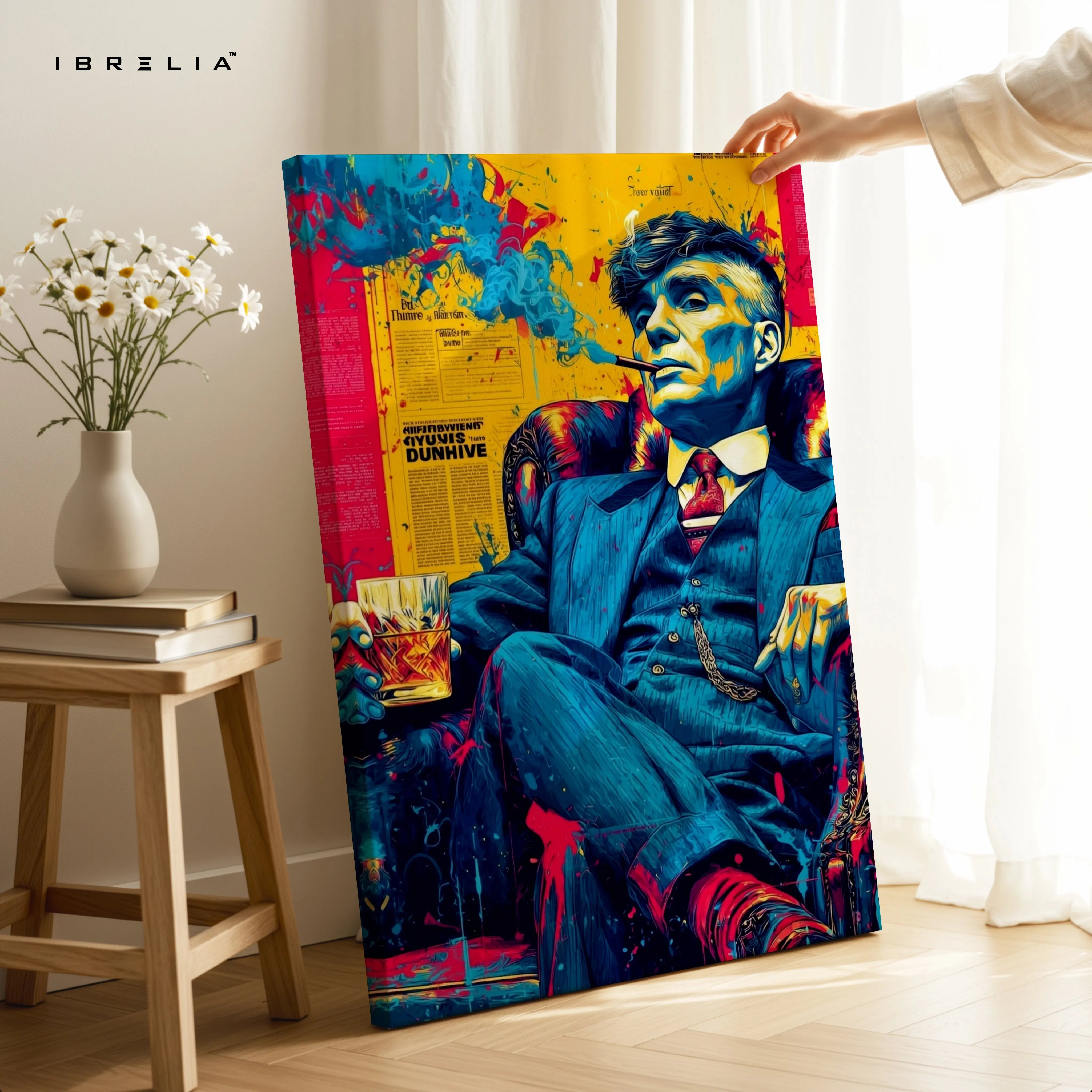 Vintage Gentleman Whiskey Wall Art – Luxury Pop Art Canvas Frame | Classic Suit Aesthetic Poster Pakistan | IBRELIA™ IBRELIA