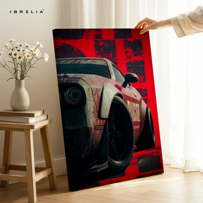 Dodge Challenger Hellcat Widebody Wall Art – Muscle Car Street Poster Canvas Frame | Aggressive Car Art Pakistan | IBRELIA™ IBRELIA