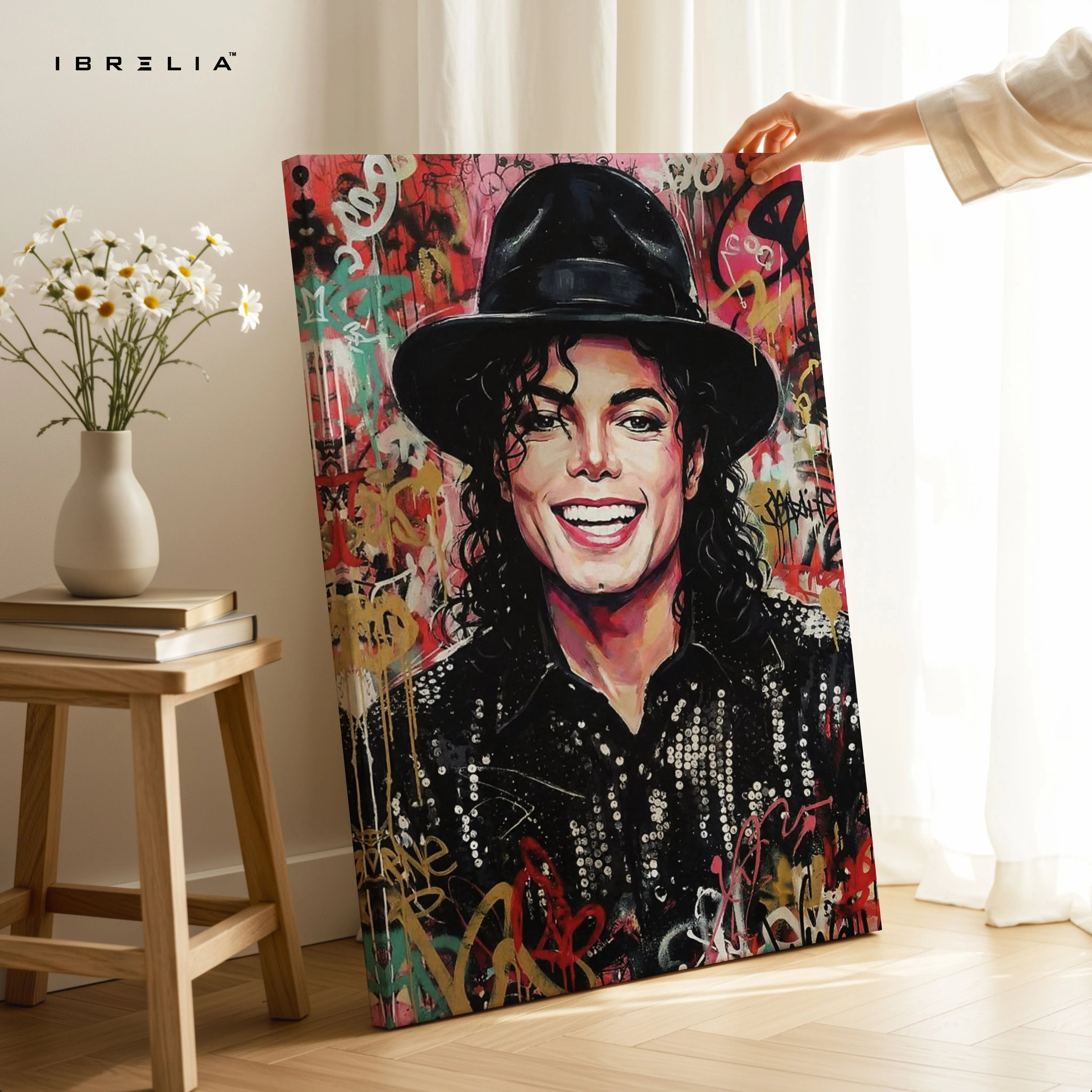 Pop Art Music Icon Wall Art – Graffiti Style Celebrity Canvas Frame | Urban Street Art Poster Pakistan | IBRELIA™ IBRELIA