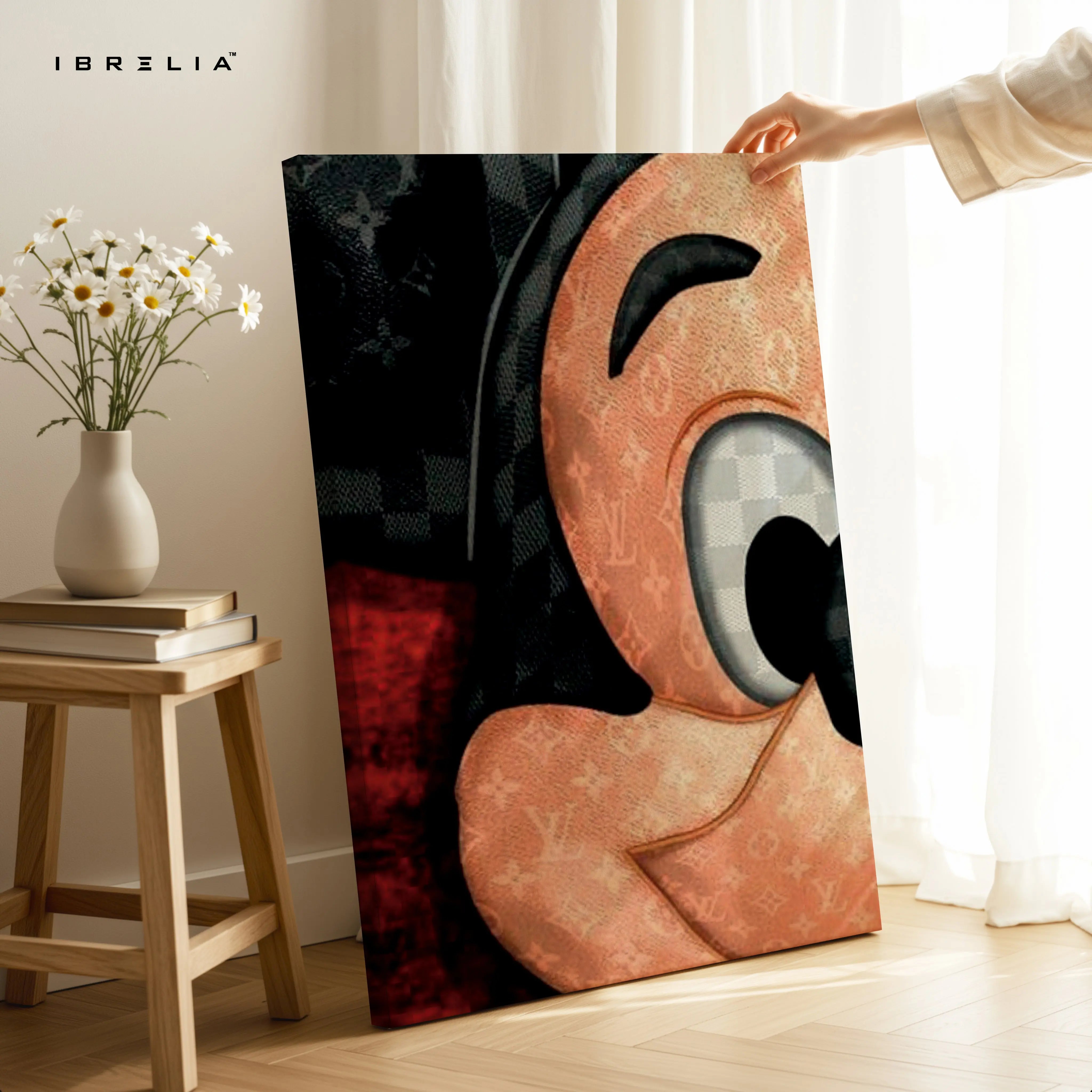 Louis Vuitton x Mickey Wall Art – Luxury Cartoon Canvas Frame | Designer Street Style Poster Pakistan | IBRELIA™ IBRELIA