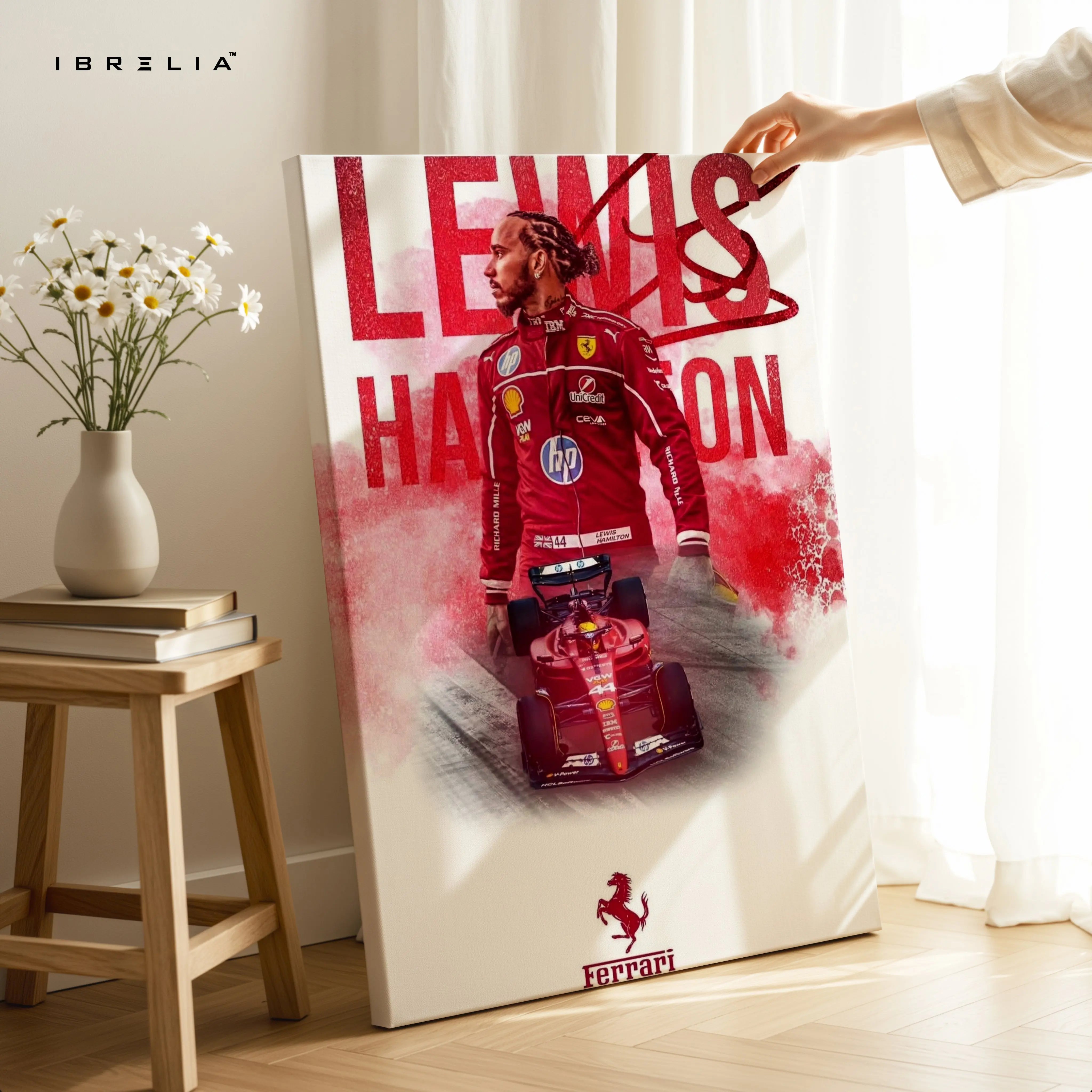 Lewis Hamilton Ferrari Legacy Wall Art – Formula 1 Racing Canvas Frame Pakistan | F1 Champion Poster | IBRELIA™ IBRELIA