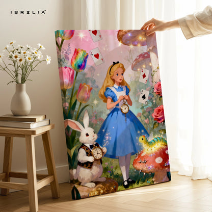 Alice in Wonderland Fantasy Garden Wall Art – Magical Story Canvas Frame | Whimsical Fairytale Decor Pakistan | IBRELIA™ IBRELIA