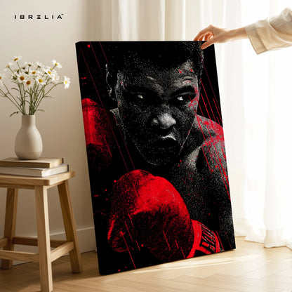 Boxing Champion Wall Art – Red Glove Power Canvas Frame | Fighter Motivation Poster Pakistan | IBRELIA™ IBRELIA