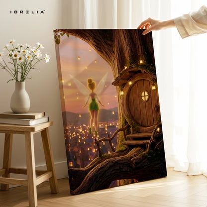 Fairy Treehouse Sunset Wall Art – Magical Fantasy Canvas Frame | Warm Aesthetic Dream Decor Pakistan | IBRELIA™ IBRELIA