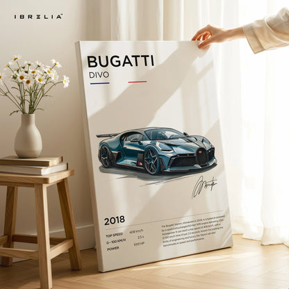 Bugatti Divo Hypercar Art – Minimal Luxury Supercar Wall Art | 4K Ultra Wrap Frame Wall Art in Pakistan | IBRELIA™ IBRELIA