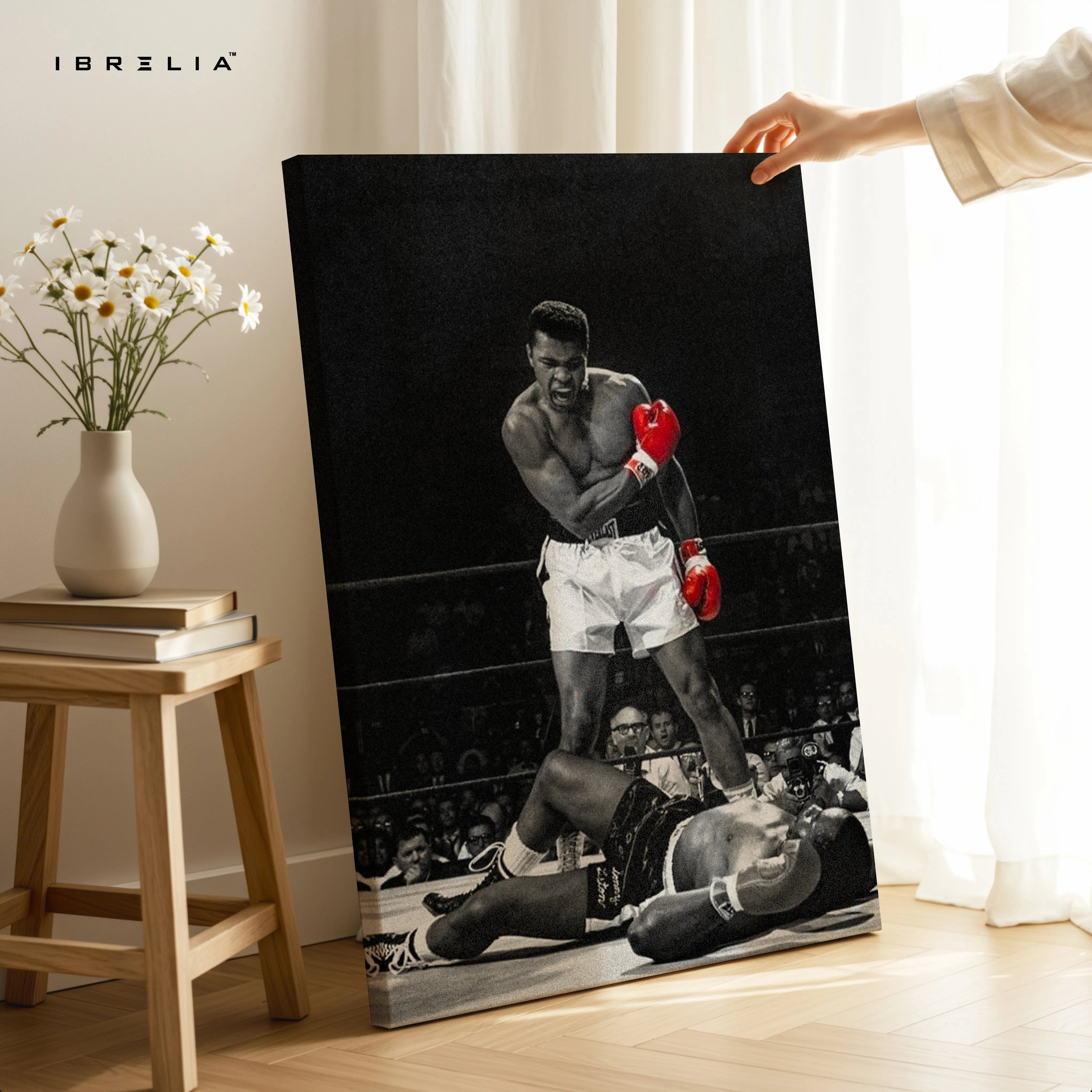 Muhammad Ali Knockout Legacy Wall Art – Iconic Boxing Canvas Frame Pakistan | Vintage Champion Poster | IBRELIA™ IBRELIA
