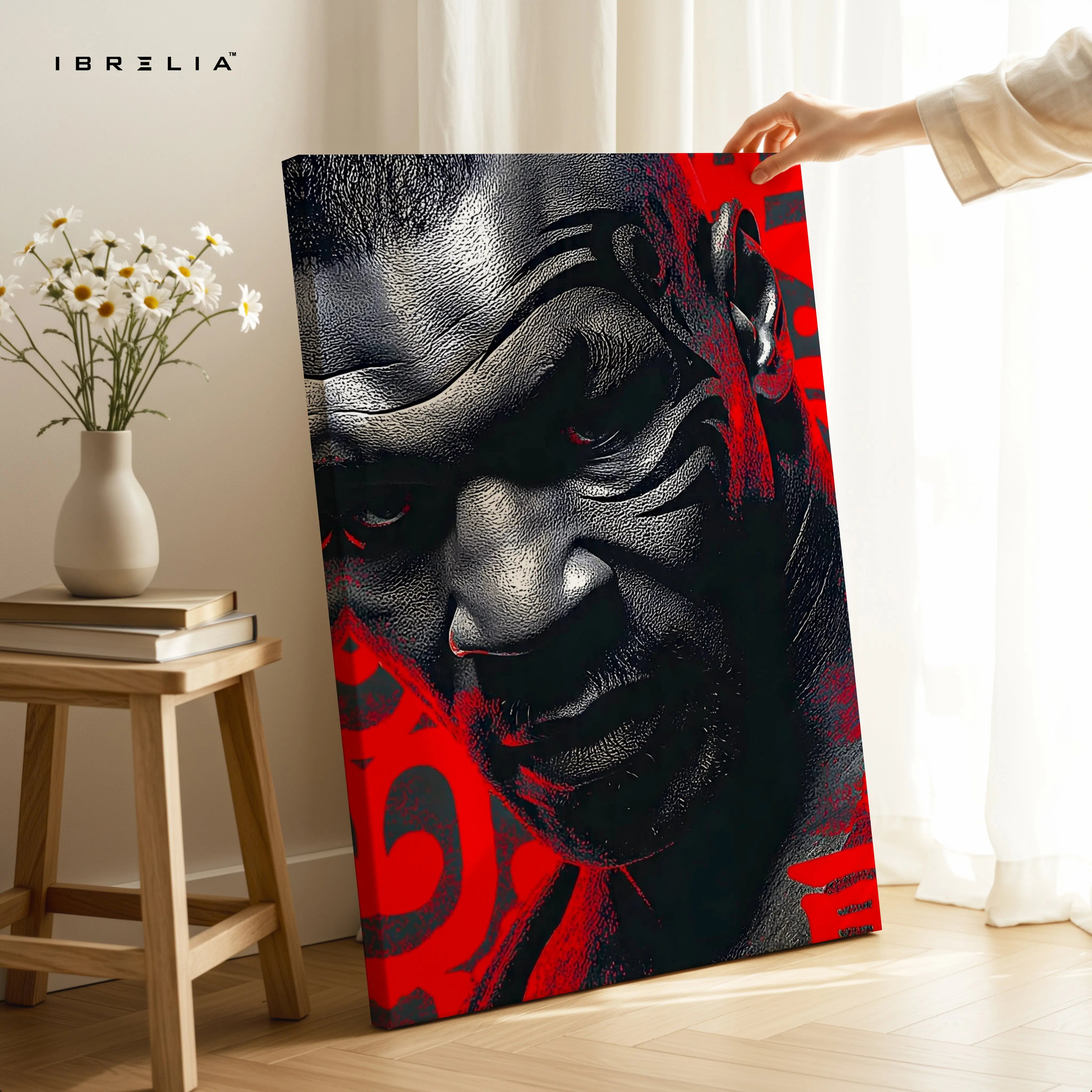 Mike Tyson Portrait Wall Art – Boxing Legend Canvas Frame | Red Black Fighter Poster Pakistan | IBRELIA™ IBRELIA