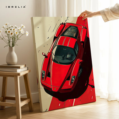 Ferrari Enzo Top View Wall Art – Supercar Racing Canvas Frame Pakistan | Exotic Car Poster | IBRELIA™ IBRELIA