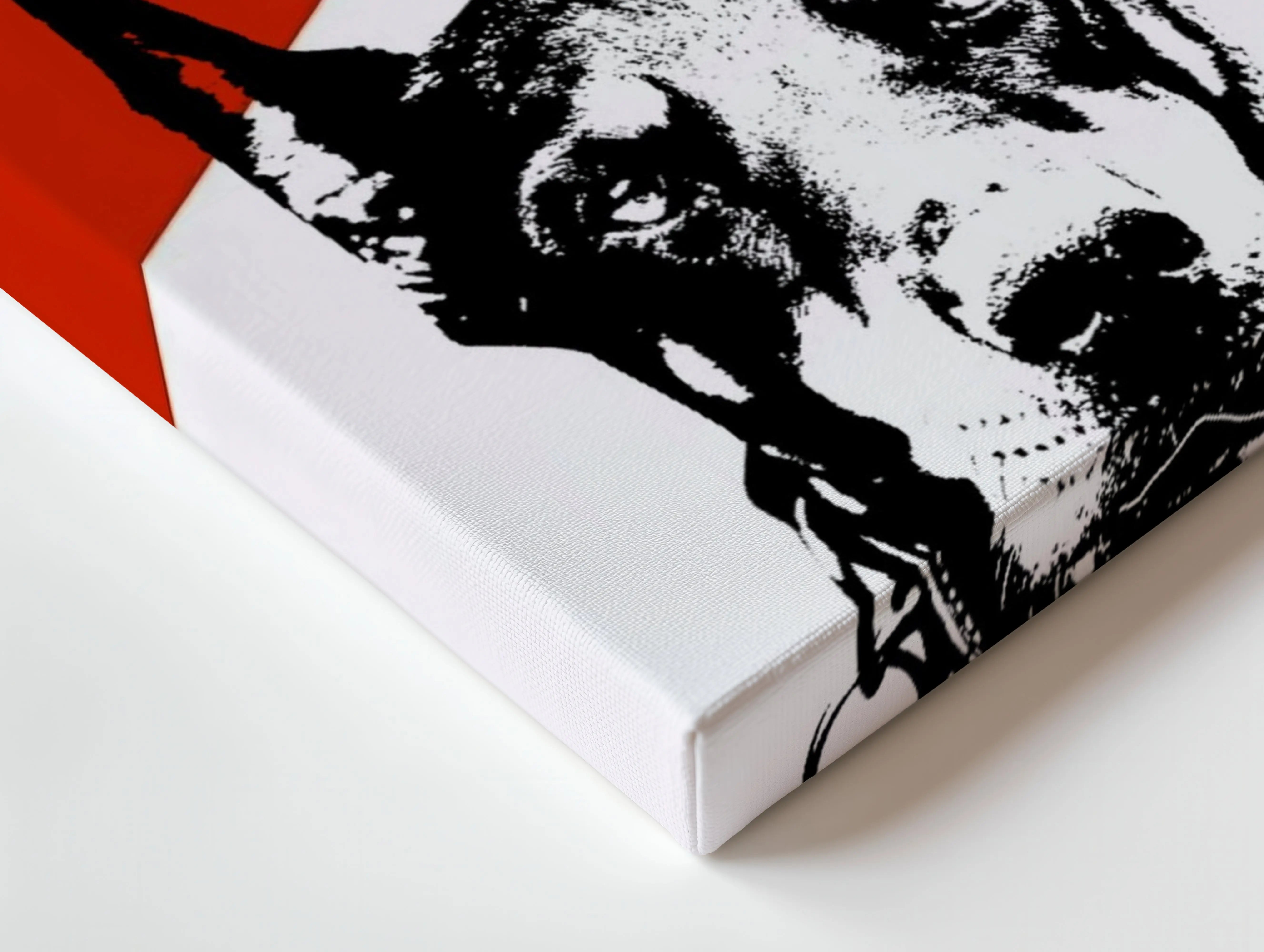 Doberman Vintage Poster Wall Art – Red Minimal Dog Canvas Frame | Retro Graphic Animal Poster Pakistan | IBRELIA™ IBRELIA