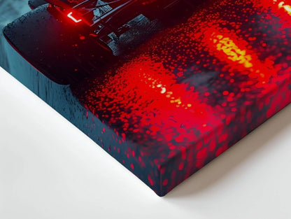Red Bull F1 Night Rain Wall Art – Formula Racing Canvas Frame Pakistan | Motorsport Poster | IBRELIA™ IBRELIA