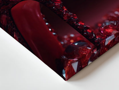 Red Crystal Stiletto Luxury Art – 4K Ultra Wrap Frame Wall Art in Pakistan | IBRELIA™