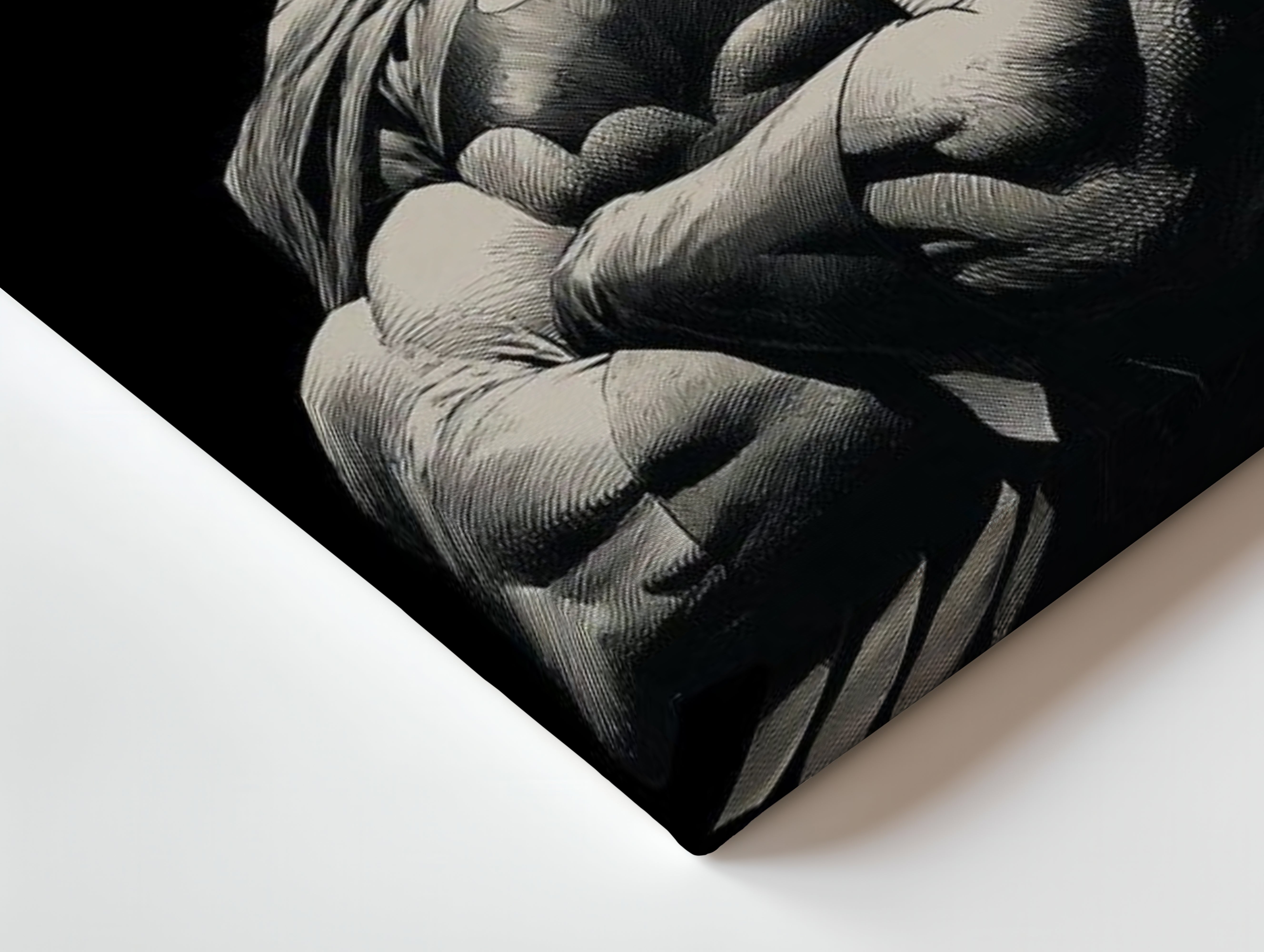 Monochrome Dark Knight – Sculpted Vigilante Noir Art | 4K Ultra Wrap Frame Wall Art in Pakistan | IBRELIA™