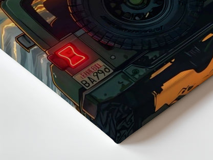 Golden Escape Sunset – Adventure Lifestyle Illustration Art | 4K Ultra Wrap Frame Wall Art in Pakistan | IBRELIA™