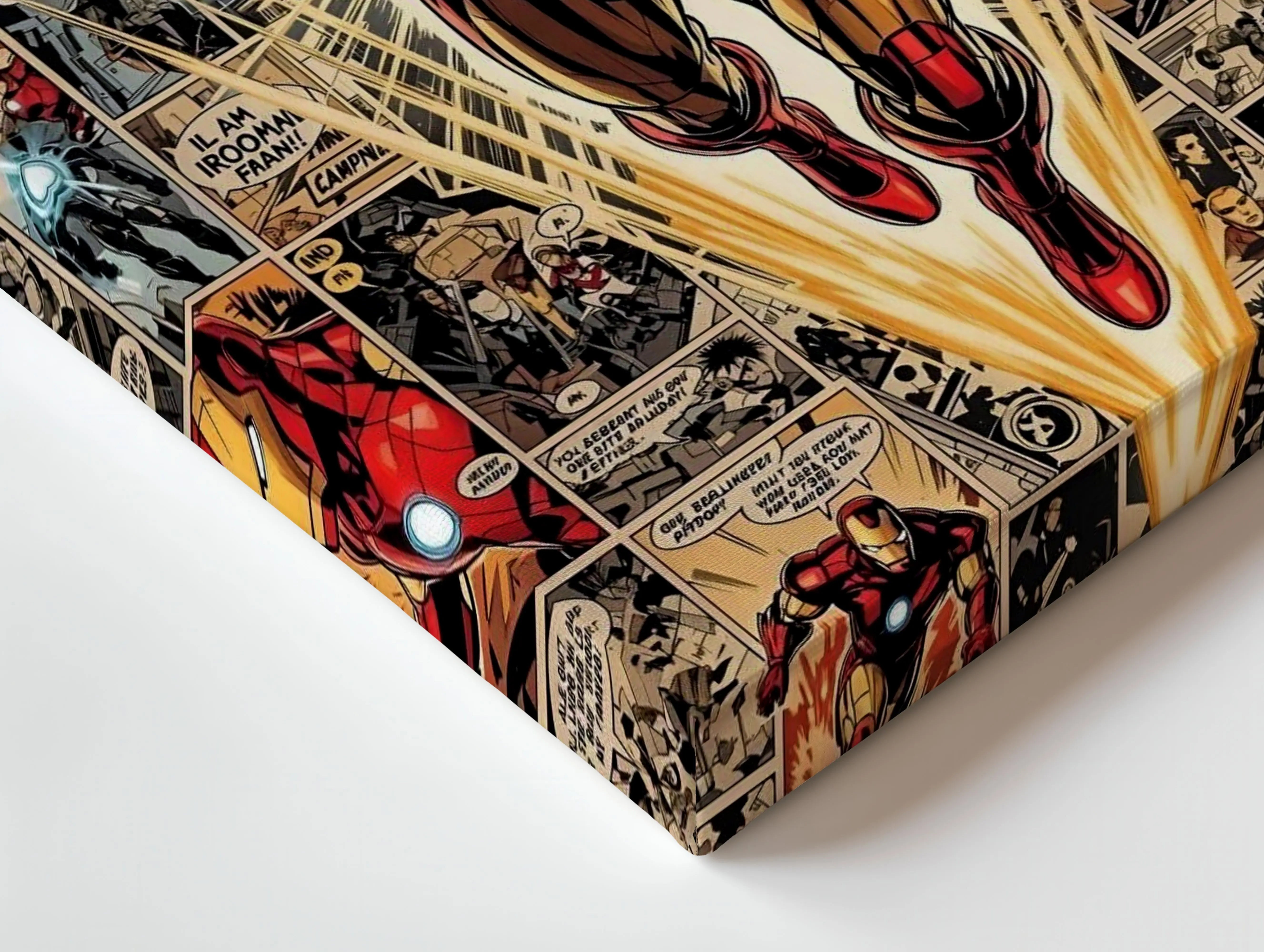 Iron Man Flying Wall Art – Marvel Superhero Comic Canvas Frame | Iron Man Poster Pakistan | IBRELIA™ IBRELIA