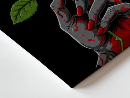 Crimson Bloom Hand – Dark Symbolic Rose Art | 4K Ultra Wrap Frame Wall Art in Pakistan | IBRELIA™