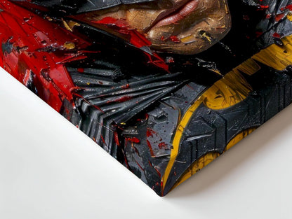 Batman Dark Knight Wall Art – Gritty Superhero Canvas Frame | Red Black Cinematic Poster Pakistan | IBRELIA™ IBRELIA