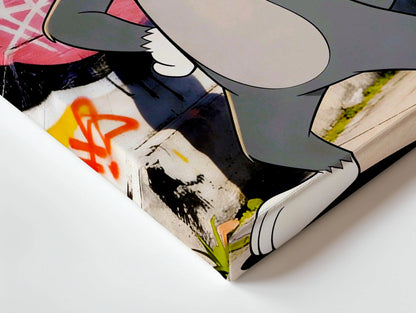 Tom & Jerry Street Art Wall Art – Cartoon Graffiti Canvas Frame | Classic Cartoon Poster Pakistan | IBRELIA™ IBRELIA