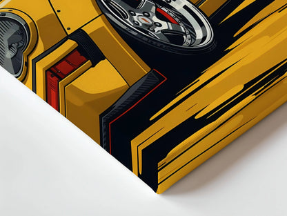 Porsche Yellow Widebody Wall Art – Sports Car Racing Canvas Frame Pakistan | JDM Style Car Poster | IBRELIA™ IBRELIA