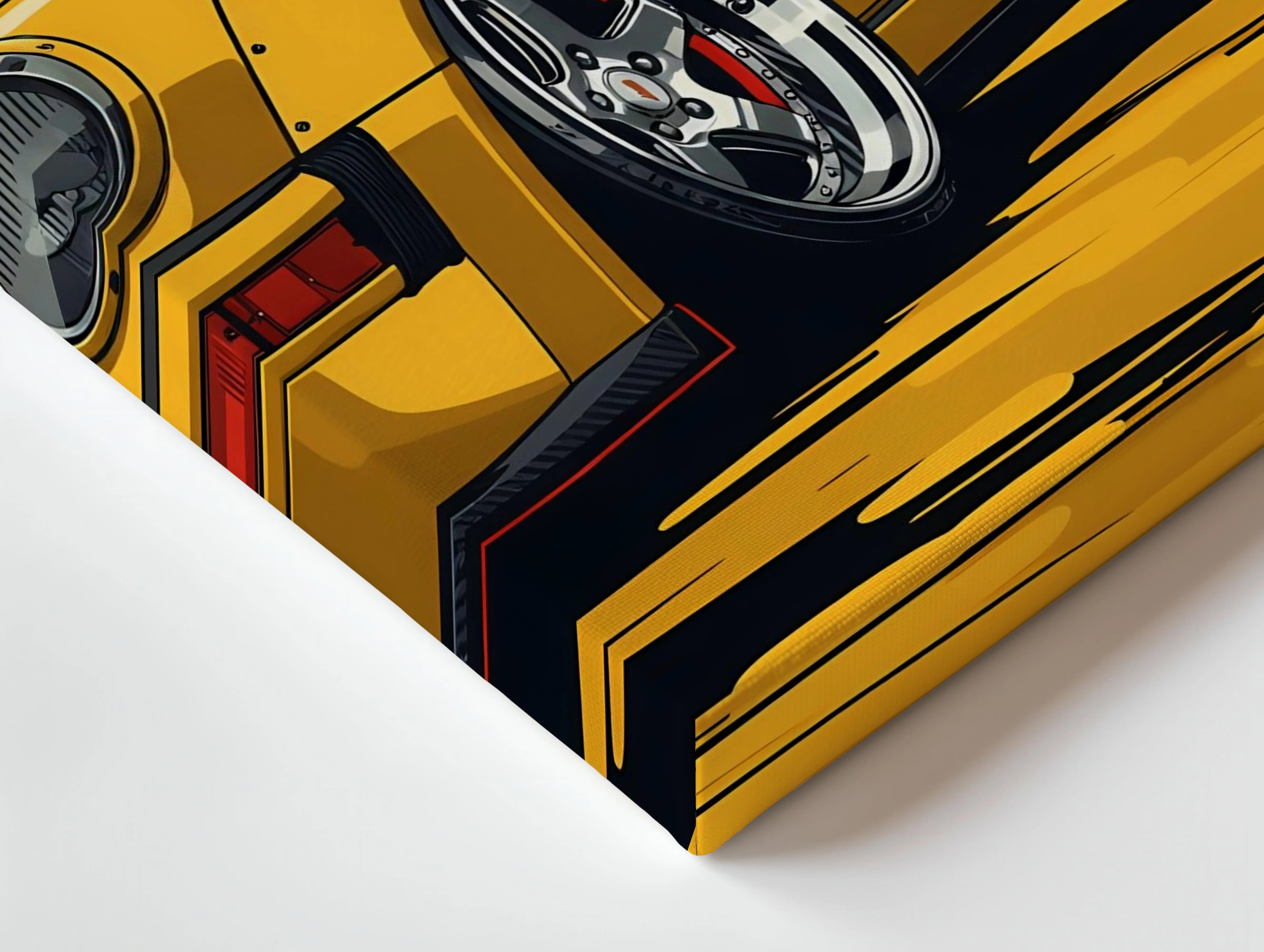 Porsche Yellow Widebody Wall Art – Sports Car Racing Canvas Frame Pakistan | JDM Style Car Poster | IBRELIA™ IBRELIA