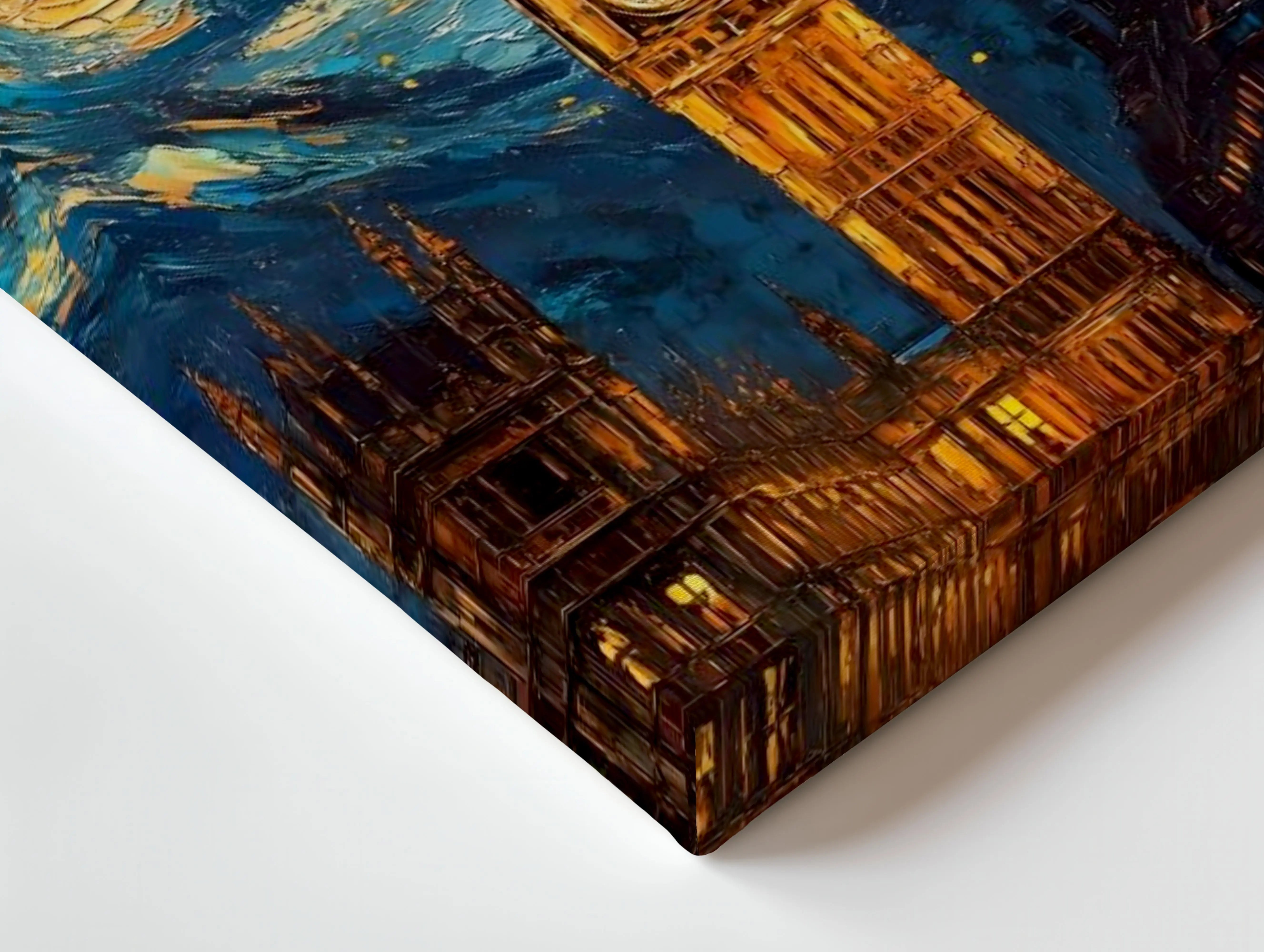 Big Ben Starry Night Wall Art – London Artistic Canvas Frame | Van Gogh Style Cityscape Poster Pakistan | IBRELIA™ IBRELIA