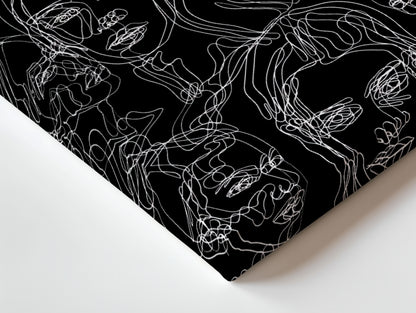 Echoes of Identity – Abstract Line Faces Noir Art | 4K Ultra Wrap Frame Wall Art in Pakistan | IBRELIA™