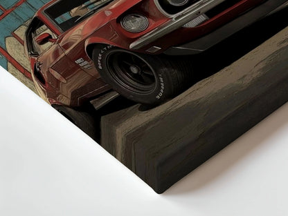 Ford Mustang Vintage Wall Art – Classic Muscle Car Canvas Frame | Retro Automotive Poster Pakistan | IBRELIA™ IBRELIA