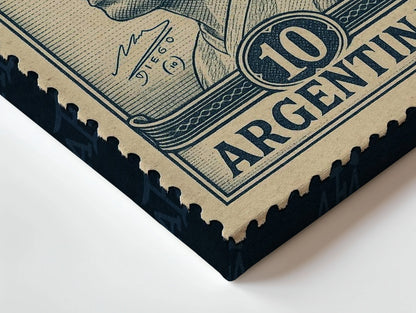 Diego Maradona Vintage Wall Art – Argentina Football Legend Canvas Frame | Retro Stamp Style Poster Pakistan | IBRELIA™ IBRELIA