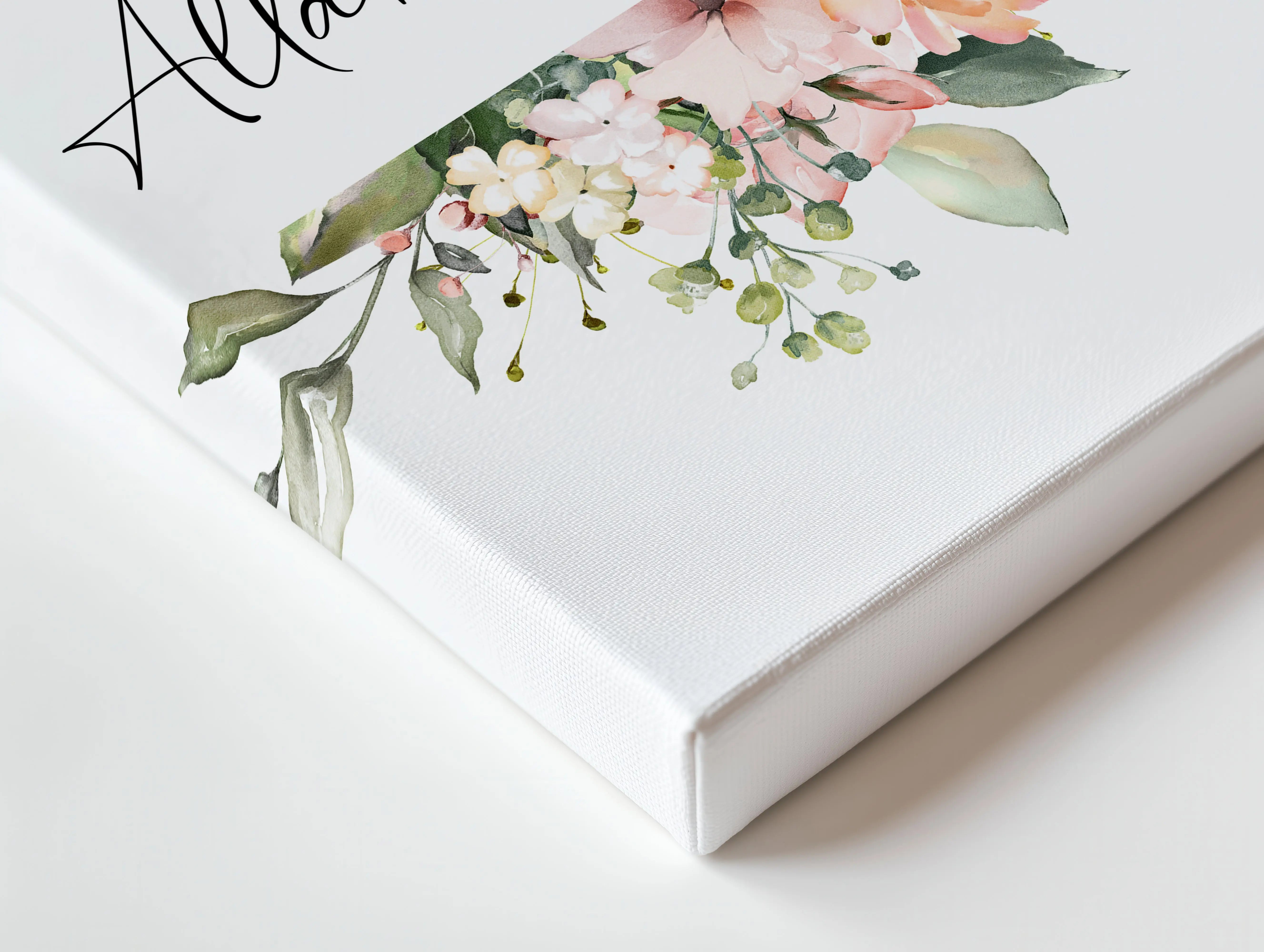 Allahu Akbar Islamic Wall Art – Elegant Floral Watercolor Design | 4K Ultra Wrap Frame Wall Art in Pakistan | IBRELIA™ IBRELIA
