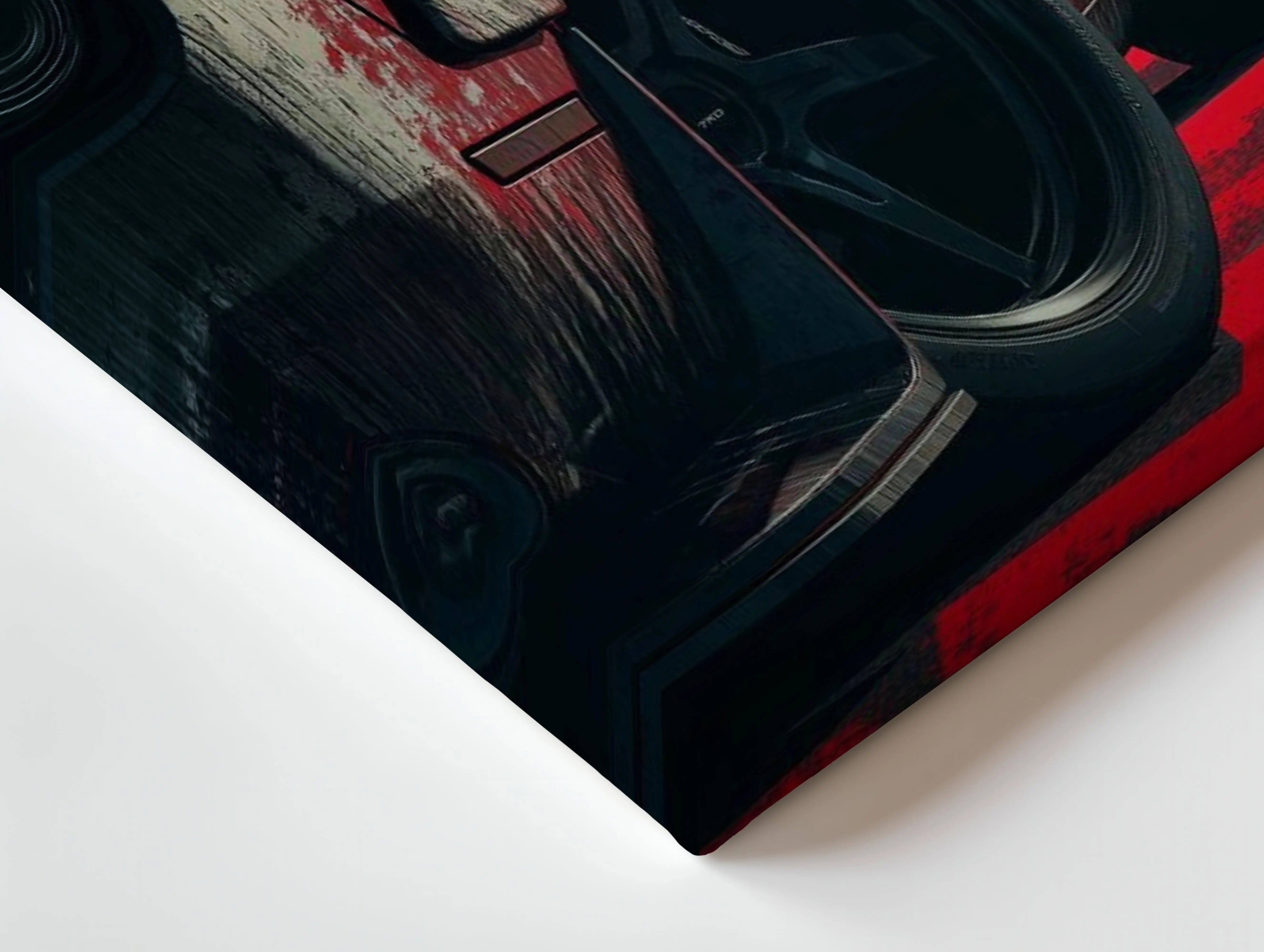 Red Muscle Car Power Wall Art – Racing Drift Automotive Canvas Frame | Aggressive Sports Car Poster Pakistan | IBRELIA™ IBRELIA