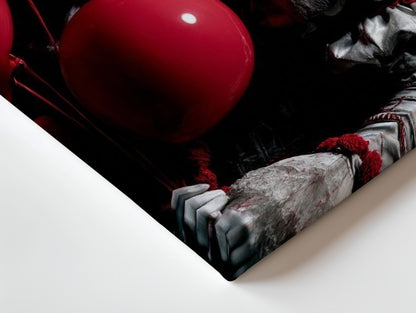 Crimson Balloon Whisper – Dark Cinematic Horror Portrait | 4K Ultra Wrap Frame Wall Art in Pakistan | IBRELIA™