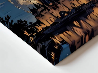 Moonlit Castle Fantasy Wall Art – Magical Night Sky Canvas Frame | Dreamy Aesthetic Decor Pakistan | IBRELIA™ IBRELIA