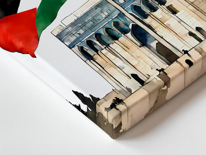 Dome of the Rock Palestine Flag Art – Jerusalem Watercolor Wall Art | 4K Ultra Wrap Frame Wall Art in Pakistan | IBRELIA™