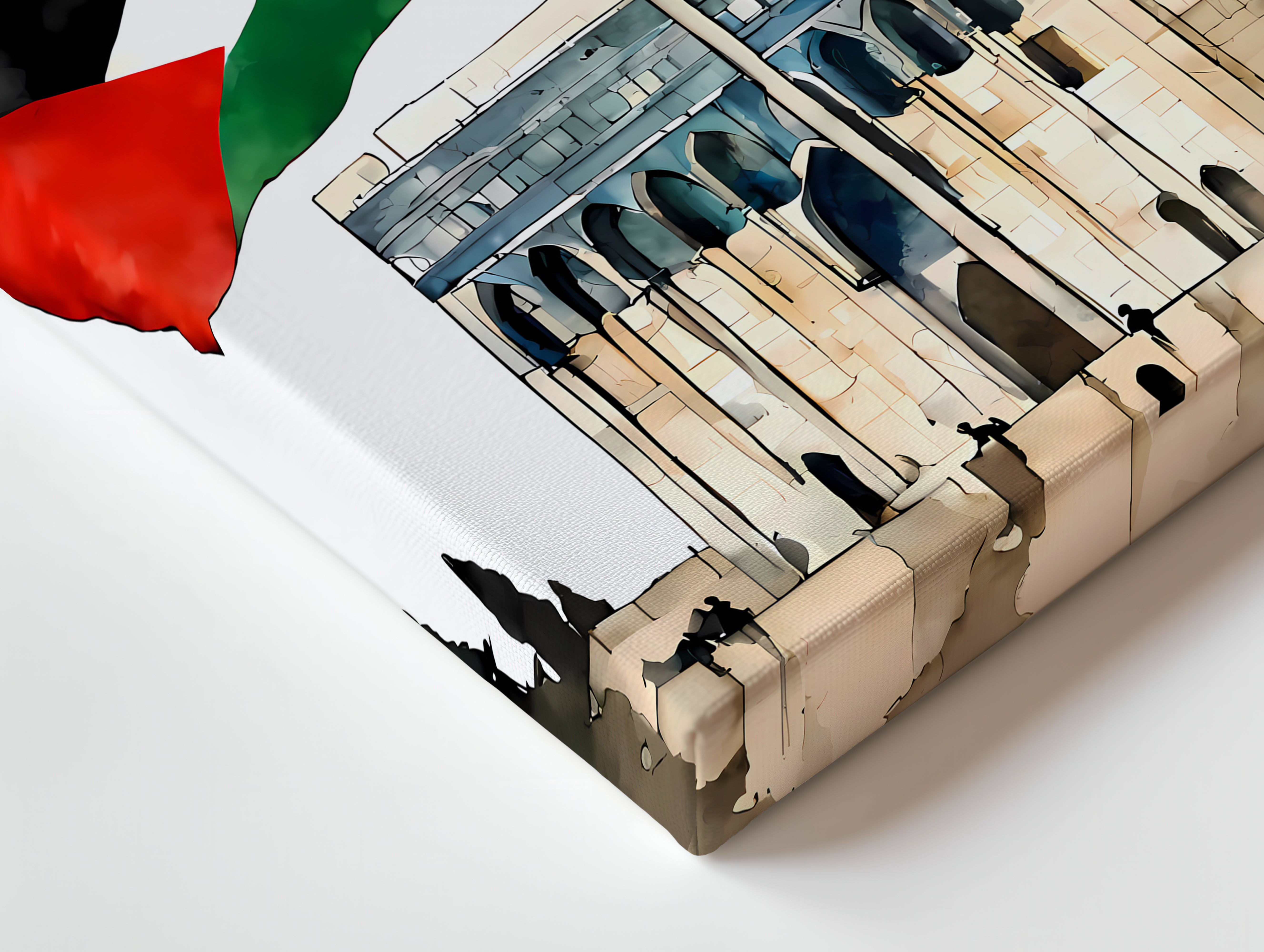 Dome of the Rock Palestine Flag Art – Jerusalem Watercolor Wall Art | 4K Ultra Wrap Frame Wall Art in Pakistan | IBRELIA™