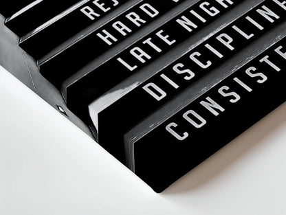 Success Staircase Motivation Wall Art – Hustle & Discipline Canvas Frame | Inspirational Office Poster Pakistan | IBRELIA™ IBRELIA