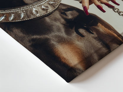 Luxury Doberman with Chain Collar – 4K Ultra Wrap Frame Wall Art in Pakistan | IBRELIA™